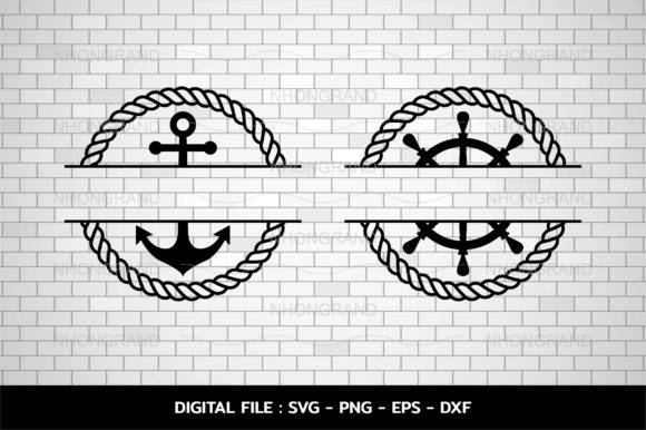 Download Split Monogram Anchor and Steering Wheel - Anchor Collection